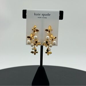 Kate Spade Gold Butterfly Statement Earrings with Pearl accents.